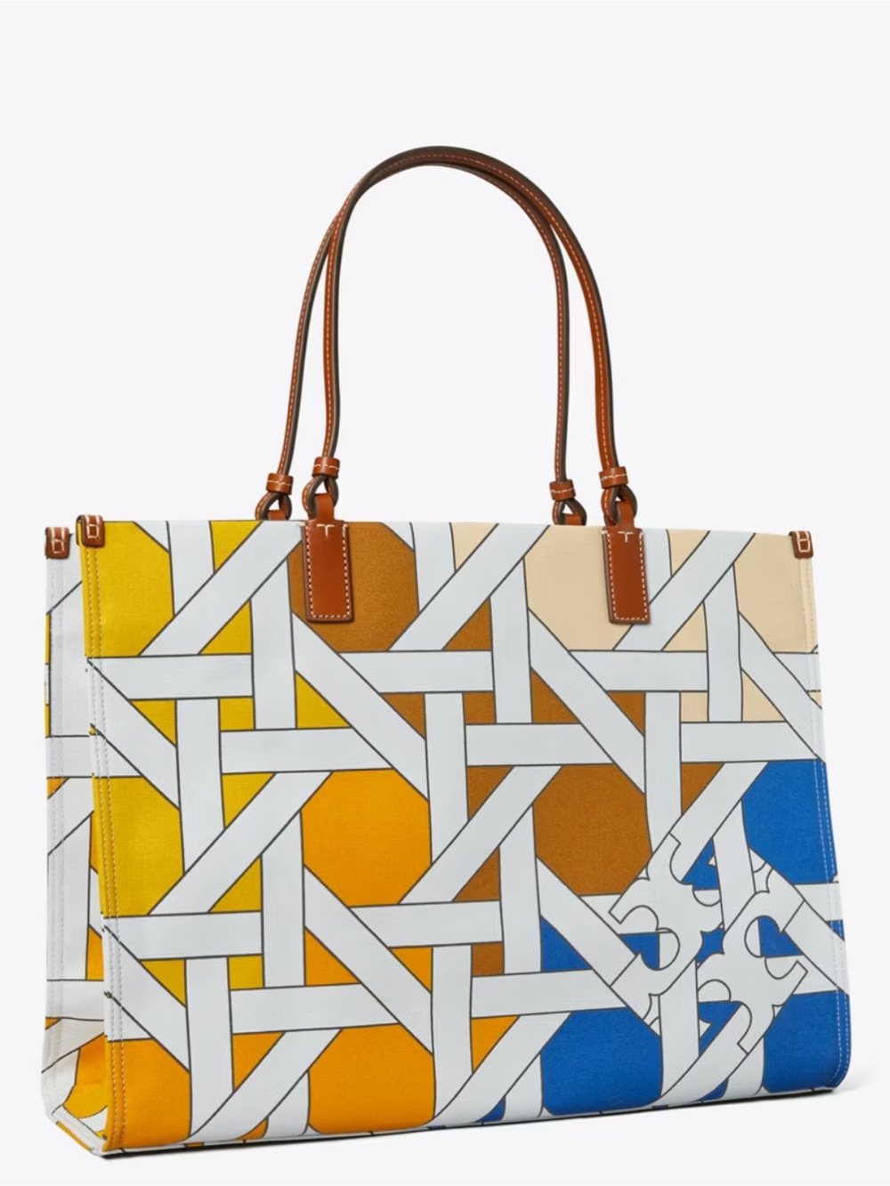 Tory Burch ELLA CANVAS BASKETWEAVE TOTE - Picture 1 of 10